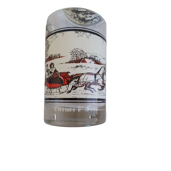 1980's Set of 4 Currier & Ives Winter Scenes Bar Glasses Heavy Bottoms 4.75"x 3" - Picture 9 of 9